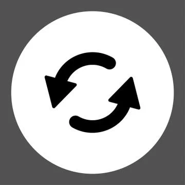 Refresh Ccw flat black and white colors round button 스톡 일러스트