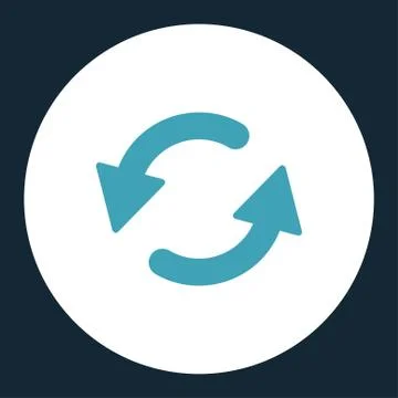 Refresh Ccw flat blue and white colors round button Stock Illustration