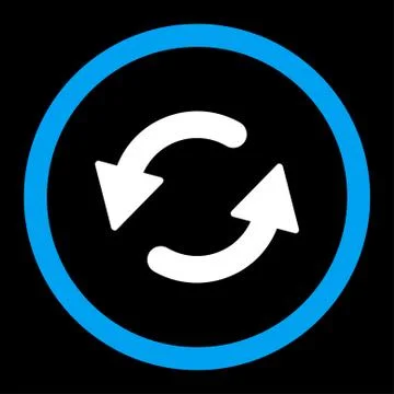 Refresh Ccw flat blue and white colors rounded vector icon Stock Illustration