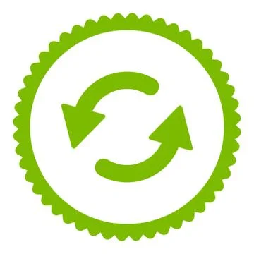 Refresh Ccw flat eco green color round stamp icon Illustrazione stock