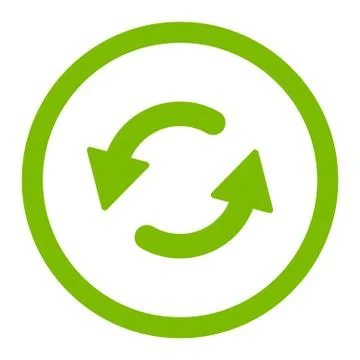 Refresh Ccw flat eco green color rounded vector icon Stock Illustration