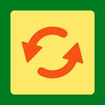Refresh Ccw flat orange and yellow colors rounded button Stock Illustration
