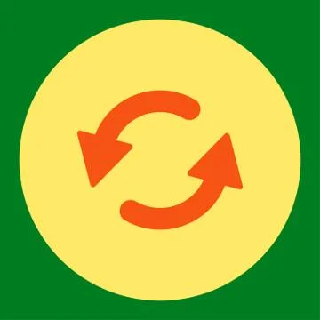 Refresh Ccw flat orange and yellow colors round button Stockillustratie