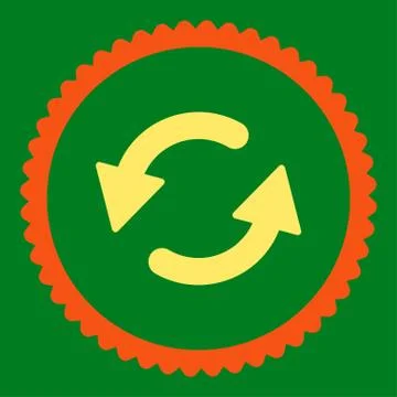 Refresh Ccw flat orange and yellow colors round stamp icon Stock Illustration