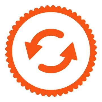Refresh Ccw flat orange color round stamp icon Stock Illustration