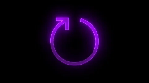 Refresh circle arrow icon glowing neon animation black background Stock Footage 275144231