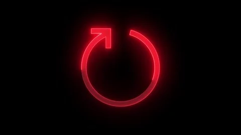 Refresh circle arrow icon glowing neon red color animation black background Stock Footage 275144232