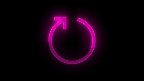 Refresh circle arrow icon glowing neon animation black background Stock Footage 275144233