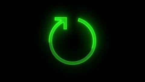 Refresh circle arrow icon glowing neon animation black background Stock Footage 275144241