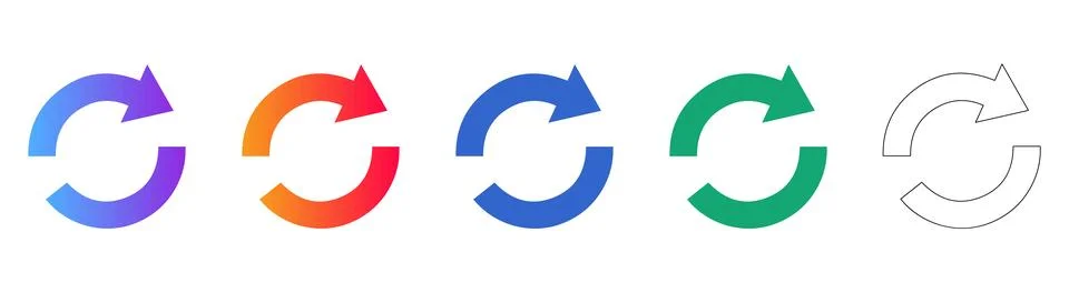 Refresh Circular Arrow Icons Set Stock Illustration