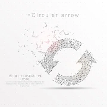 Refresh circular arrows digitally drawn low poly triangle wire frame. Stock Illustration