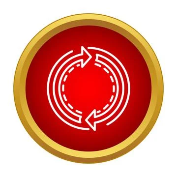 Refresh cycle arrows inside red golden circle Illustrazione stock