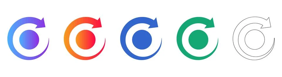 Refresh Cycle Icon Set Stock Illustration