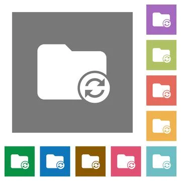 Refresh directory square flat icons Stock Illustration