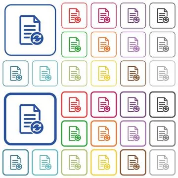 Refresh document outlined flat color icons Stock Illustration
