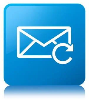 Refresh email icon cyan blue square button Illustrazione stock