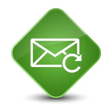 Refresh email icon elegant soft green diamond button Stock Illustration