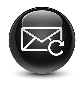 Refresh email icon glassy black round button Illustrazione stock
