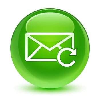 Refresh email icon glassy green round button Stock Illustration
