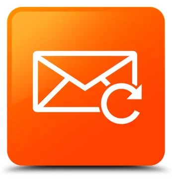 Refresh email icon orange square button Stock Illustration