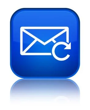 Refresh email icon special blue square button Stock Illustration