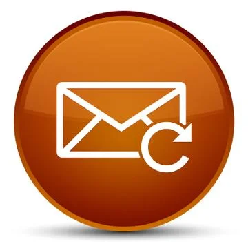Refresh email icon special brown round button Stock Illustration