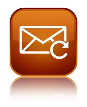 Refresh email icon special brown square button Stock Illustration