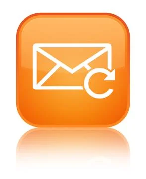 Refresh email icon special orange square button Stock Illustration