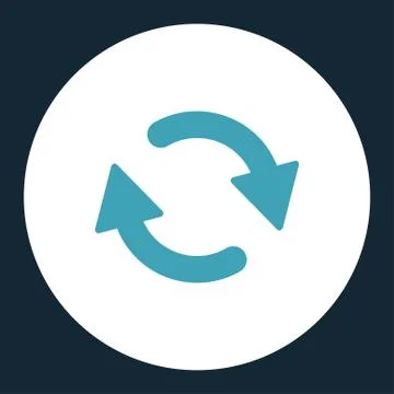 Refresh flat blue and white colors round button Stock Illustration