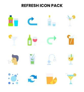 Refresh Flat Collection Icons Pack Illustrazione stock