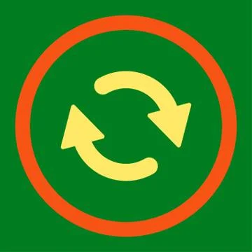 Refresh flat orange and yellow colors rounded vector icon Stock Illustration