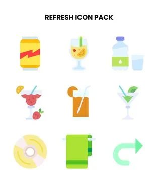 Refresh Flat Set Icons Pack Illustrazione stock