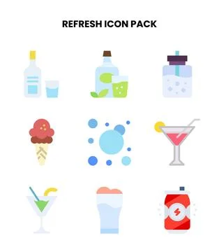 Refresh Flat Set Icons Pack Stock Illustration