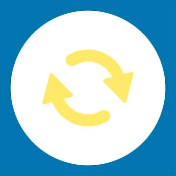 Refresh flat yellow and white colors round button Stock Illustration