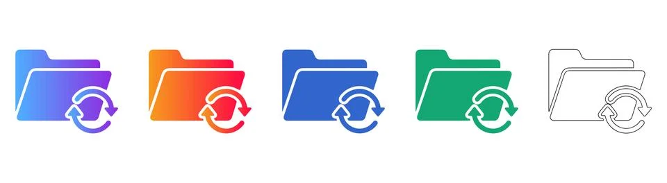 Refresh Folder Sync Icon Set 스톡 일러스트