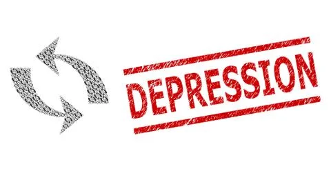 Refresh Fractal Collage of Refresh Items and Scratched Depression Seal Stock Illustration