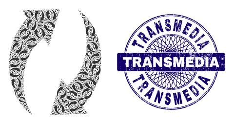 Refresh Fractal Composition of Refresh Icons and Scratched Transmedia Round Illustrazione stock