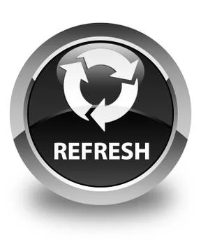 Refresh glossy black round button Illustrazione stock
