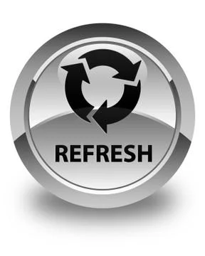 Refresh glossy white round button Stock Illustration