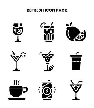 Refresh Glyph Set Icons Pack Illustrazione stock