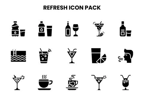 Refresh Glyph Set Icons Pack 스톡 일러스트