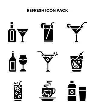 Refresh Glyph Set Icons Pack Stock Illustration