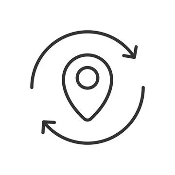 Refresh GPS location, icon in line design. Refresh, GPS, location, update Stock Illustration