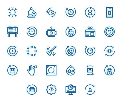 Refresh Grid Fitted Vector Set with 28 64x64 Bold Line Icons 스톡 일러스트