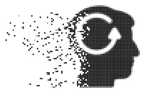 Refresh Head Memory Dispersed Pixel Icon Stock Illustration