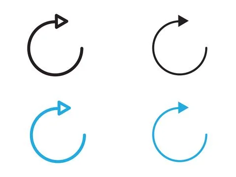 Refresh icon black and white vector outline sign Stock Illustration
