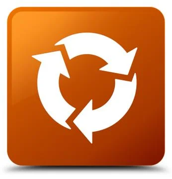 Refresh icon brown square button Stock Illustration