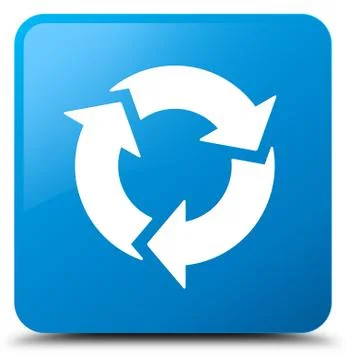 Refresh icon cyan blue square button Stock Illustration