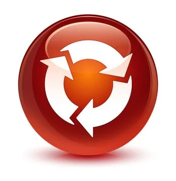 Refresh icon glassy brown round button Stock Illustration