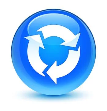 Refresh icon glassy cyan blue round button イラスト素材